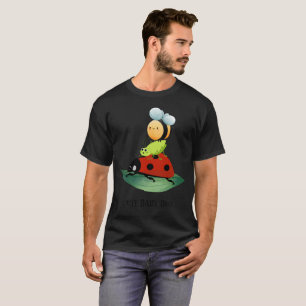 Kids Cute Red ladybug Bee bug insect on green leaf T-Shirt