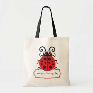 Kids cute red ladybug / ladybird library bag