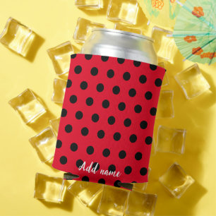 kids Cute Red Ladybug Polka dot party Pattern Can Cooler