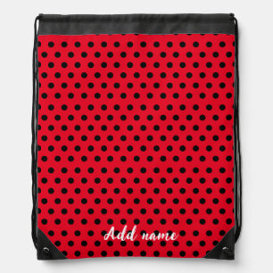 kids Cute Red Ladybug Polka dot party Pattern Drawstring Bag