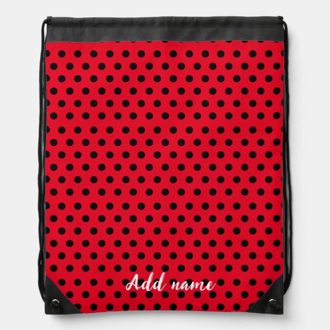 kids Cute Red Ladybug Polka dot party Pattern Drawstring Bag (Front)