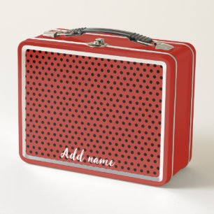 kids Cute Red Ladybug Polka dot party Pattern Metal Lunch Box