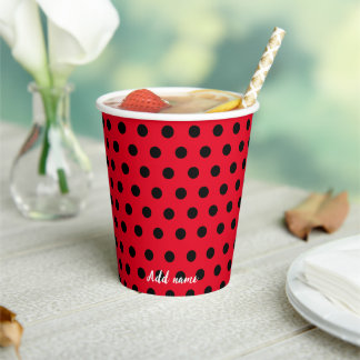 kids Cute Red Ladybug Polka dot party Pattern Paper Cups