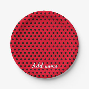 kids Cute Red Ladybug Polka dot party Pattern Paper Plates
