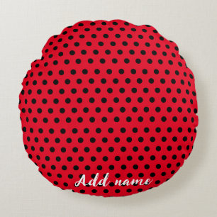 kids Cute Red Ladybug Polka dot party Pattern Round Pillow