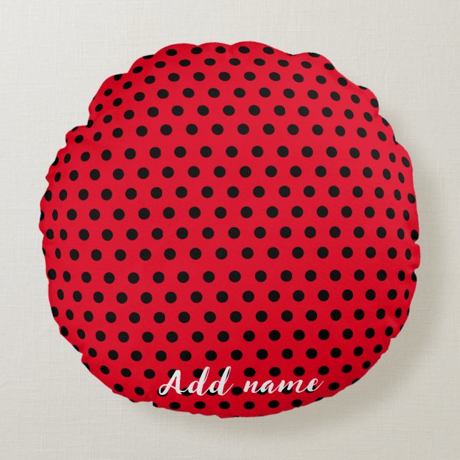 kids Cute Red Ladybug Polka dot party Pattern Round Pillow (Front)