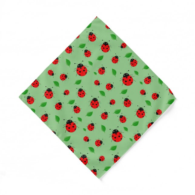 kids Cute Red  Ladybug Polka dot Spring Pattern Bandana (Front)