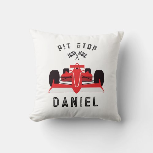 Kids Cute Red Racing Car Sports Throw Pillow