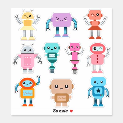 Kids Cute Robots Sticker