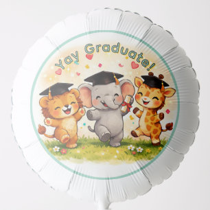 Kids Cute Safari Animals Graduation Party Balloon