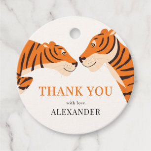 Kid's Cute Safari Tiger Thank You Birthday Favor Tags