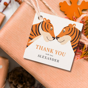 Kid's Cute Safari Tiger Thank You Birthday Favor Tags