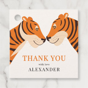 Kid's Cute Safari Tiger Thank You Birthday Favor Tags