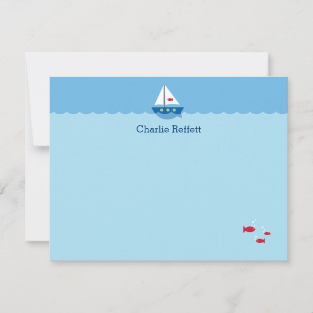 Kids Cute Sailboat Note Card (Front)