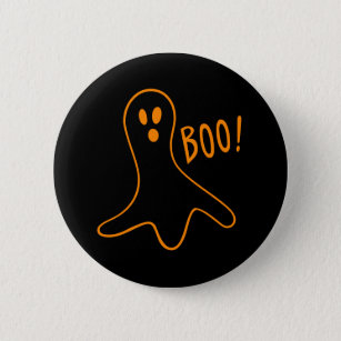 Kids Cute Scary Boo Halloween Ghost Black Round Button