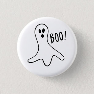 Kids Cute Scary Halloween Boo Ghost White Round Button