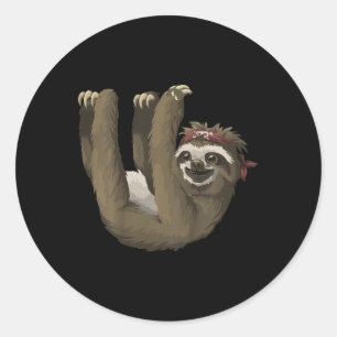 Kids Cute Sloth Retro Sloths Tee Classic Round Sticker