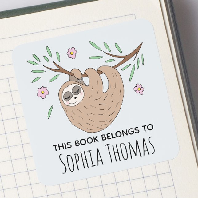 Kids Cute Sloth Wildlife School Bookplate (Creator Uploaded)