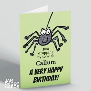 Kids Cute Spider Customisable Birthday Card