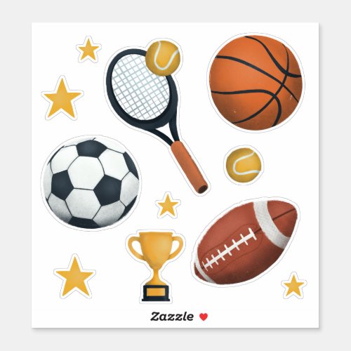 Kids Cute Sports Football Basketball Tennis Soccer Sticker