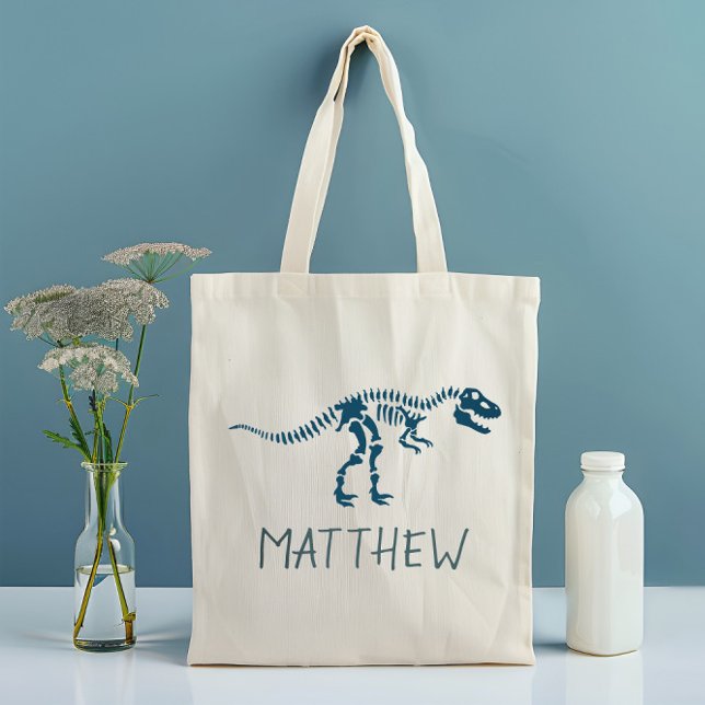 Kids Cute T-Rex Dinosaur Fossil Boys School Tote Bag (Creator Uploaded)