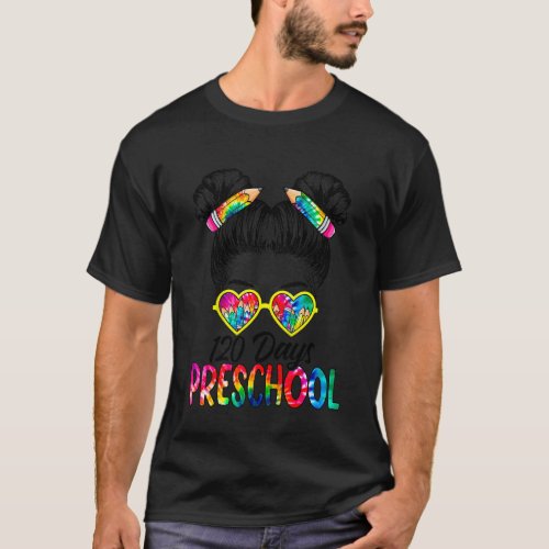 Kids Cute Tie dye Back To School Messy Bun Prescho T-Shirt