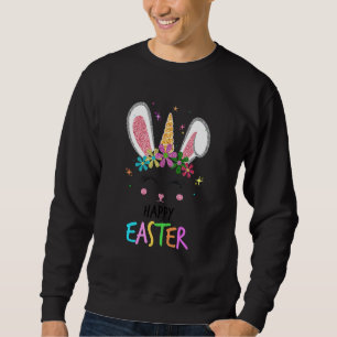 Kids Cute Unicorn Easter Bunny Face Toddlers Girl  Sweatshirt