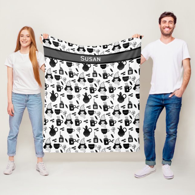 Kids Cute Warming Up Tea Cocoa Hot Chocolate Mug Fleece Blanket (In Situ)