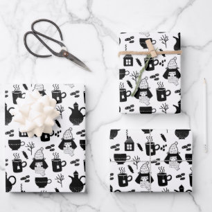 Kids Cute Warming Up Tea Cocoa Hot Chocolate Mug Wrapping Paper Sheets