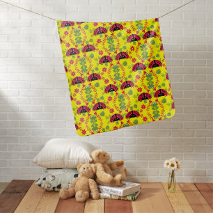 Kids Cute Whimsical ladybug Baby Blanket