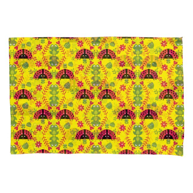 Kids Cute Whimsical ladybug Pillow Case (Front-Left)