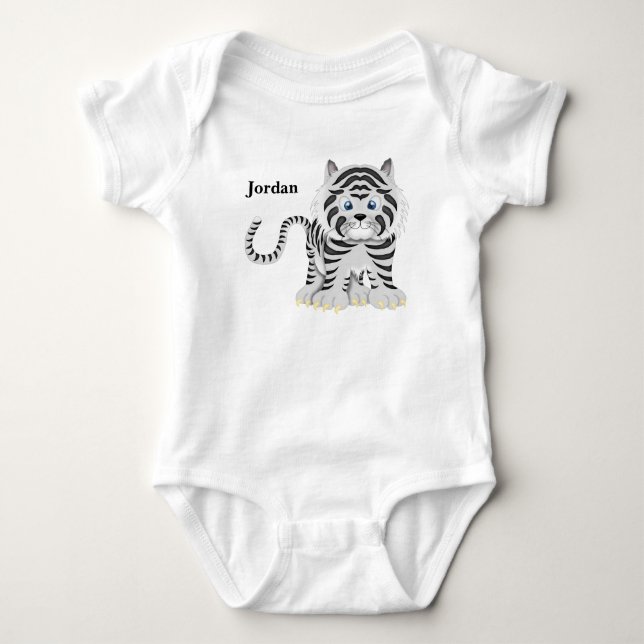 Kid's Cute White Baby Tiger Baby Bodysuit (Front)
