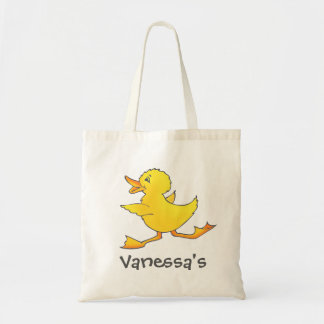 Kids cute yellow duck library or beach bag