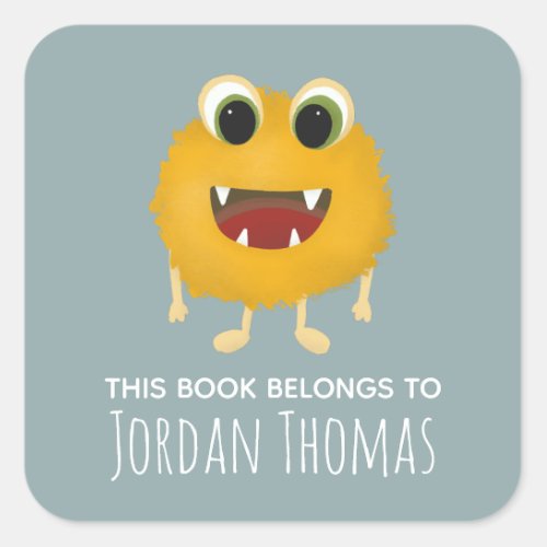 Kids Cute Yellow Monster School Bookplate