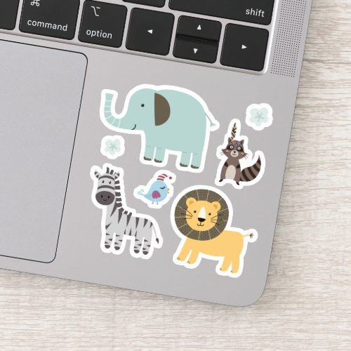 Kids Cute Zoo Animals Elephant Lion Zebra Sticker