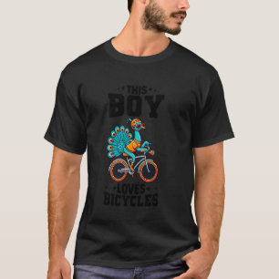 Kids Cycling Riding Bicycle Peacock Boys T-Shirt