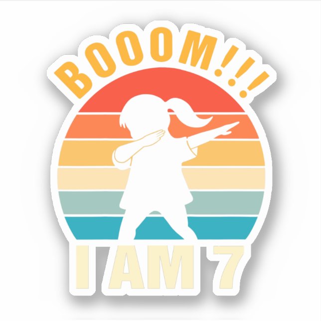 Kids Dabbing Birthday 7 Years Old 7Th Birthday Sticker (Front)