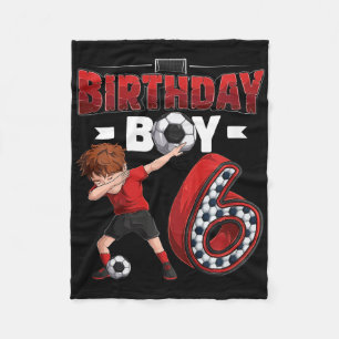 Kids Dabbing Boy 6 Year Old Soccer Player 6th Birt Fleece Blanket