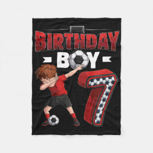 Kids Dabbing Boy 7 Year Old Soccer Player 7th Birt Fleece Blanket