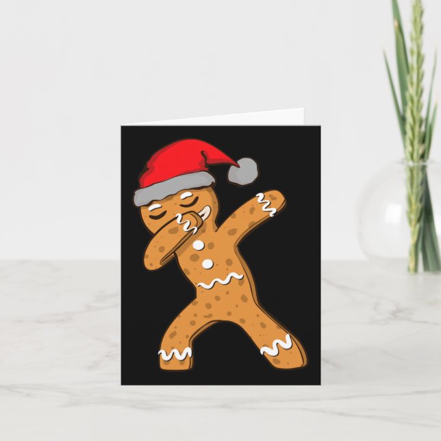 Kids Dabbing Dab Gingerbread Man Xmas Girls Boys C Card (Front)