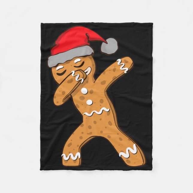 Kids Dabbing Dab Gingerbread Man Xmas Girls Boys C Fleece Blanket (Front)