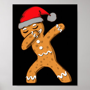 Kids Dabbing Dab Gingerbread Man Xmas Girls Boys C Poster