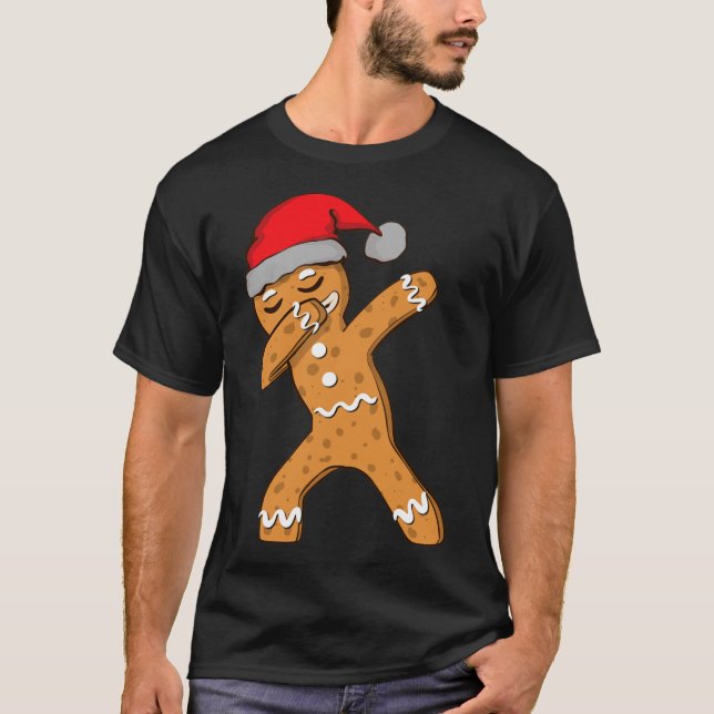 Kids Dabbing Dab Gingerbread Man Xmas Girls Boys C T-Shirt (Front)
