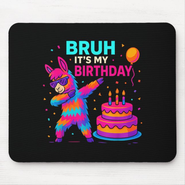 Kids Dabbing Llama Birthday Funny Bday Party Tee  Mouse Pad (Front)