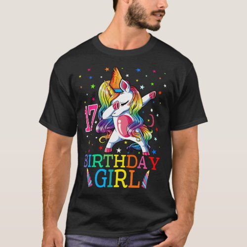 Kids Dabbing Unicorn 17 Year Old 17th Birthday Par T_Shirt