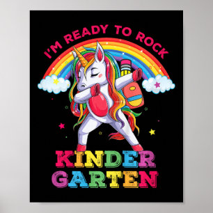 Kids Dabbing Unicorn Im Ready To Rock Kindergarten Poster