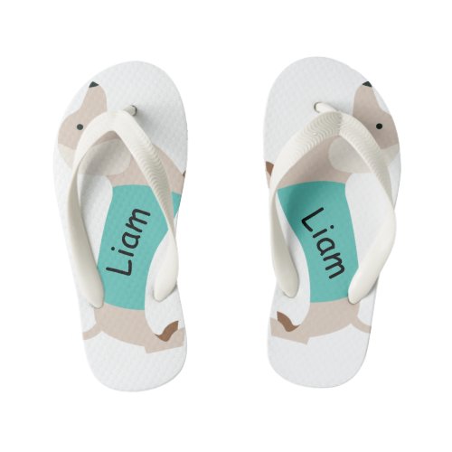 Kids Dachshund Flip Flops Customized With Name