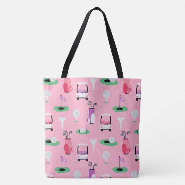 Kids, Dad, Grampa Golfer Golfcart Golfing Sporty Tote Bag (Front)