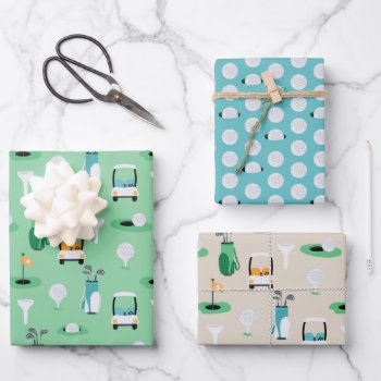Kids  Dad  Grampa Golfer Golfcart Golfing Sporty Wrapping Paper Sheets by LilPartyPlanners at Zazzle