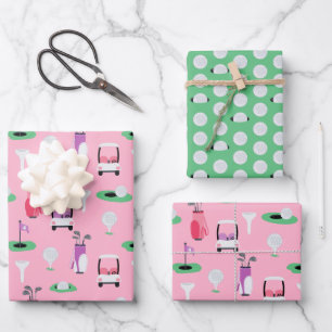 Kids, Dad, Grampa Golfer Golfcart Golfing Sporty Wrapping Paper Sheets